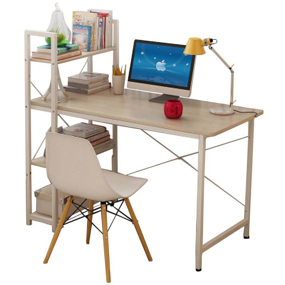 Primetime Scandinavian Table With 4-Tier Side Book Shelf